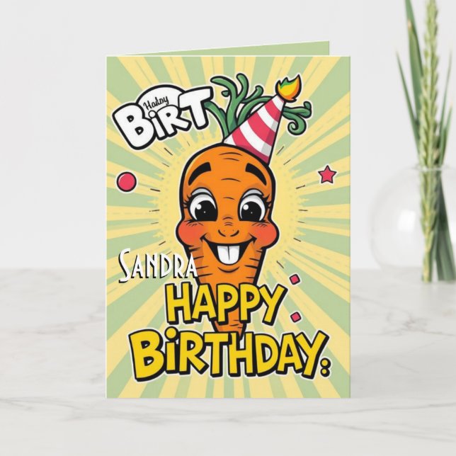 Funny Carrot Grattis på födelsedagen Kort (Framsida)