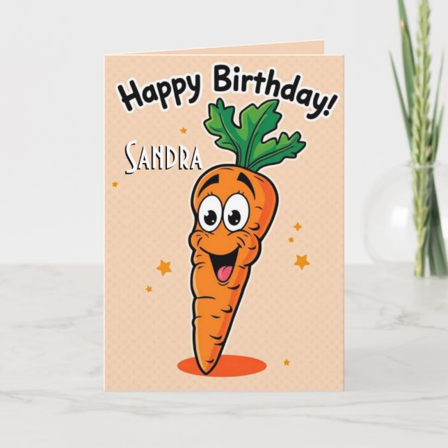 Funny Carrot Grattis på födelsedagen Kort (Framsida)