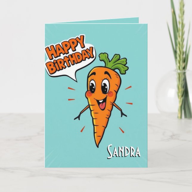Funny Carrot Grattis på födelsedagen Kort (Framsida)