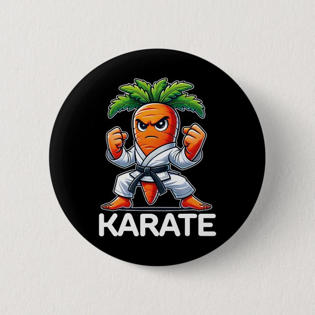 Funny Carrot Martial Arts Fighter Black Bälte Kara Knapp (Framsida)