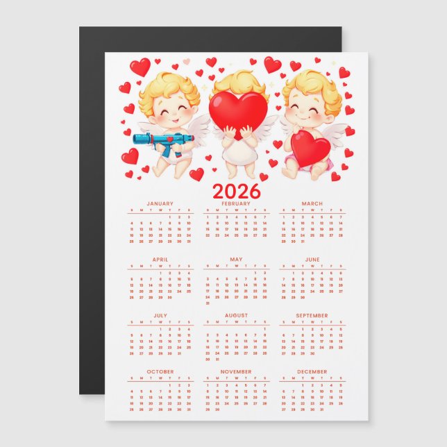 Funny cartoon angels calendar 2026 (Fram/baksida)