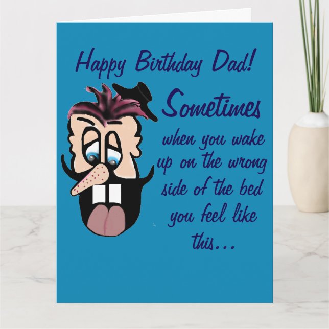 Funny Cartoon Caricature Happy Birthday Dad! Card Kort (Framsida)