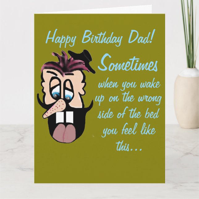 Funny Cartoon Caricature Happy Birthday Dad! Card Kort (Framsida)