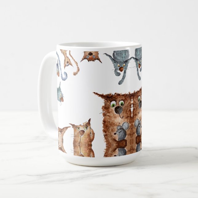 Funny cartoon cats kaffemugg (Framsida vänster)