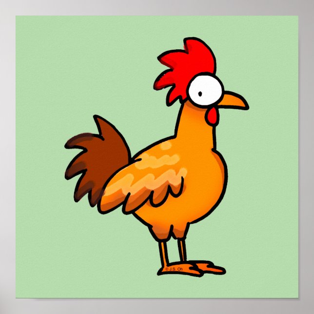 Funny Cartoon Chicken Illustration Poster (Framsidan)