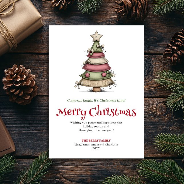 Funny cartoon Christmas tree greeting card Julkort (Funny cartoon Christmas tree greeting card

)