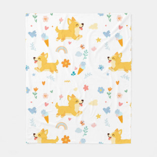 funny cartoon corgis dogs fleecefilt