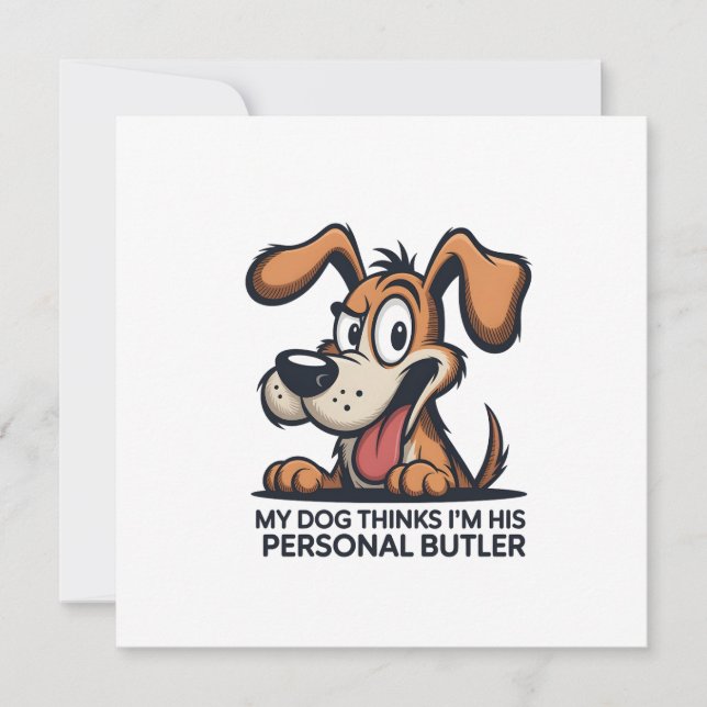 Funny Cartoon Dog Butler Quote Julkort (Framsida)