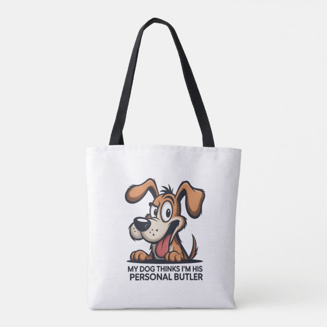 Funny Cartoon Dog Butler Quote Tygkasse (Baksida)