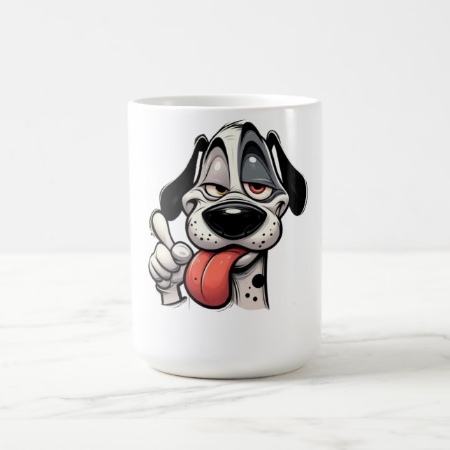 funny cartoon dog mug with tongue out kaffemugg (Center)