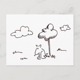 Funny Cartoon Dog Under Tree Drawing Post Card Vykort