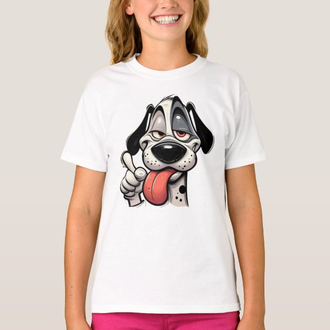 funny cartoon dog with its tongue hanging out t shirt (Framsida)