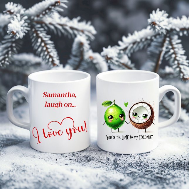 Funny Cartoon Food Love Mug Personalized Valentine Kaffemugg (Funny Cartoon Food Love Mug Personalized Valentine)