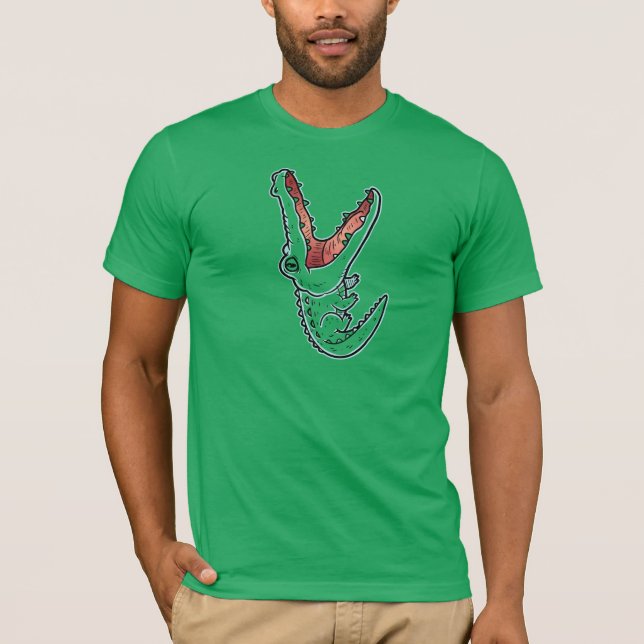 Funny Cartoon Green Crocodile on Unisex t-shirt, A T Shirt (Framsida)