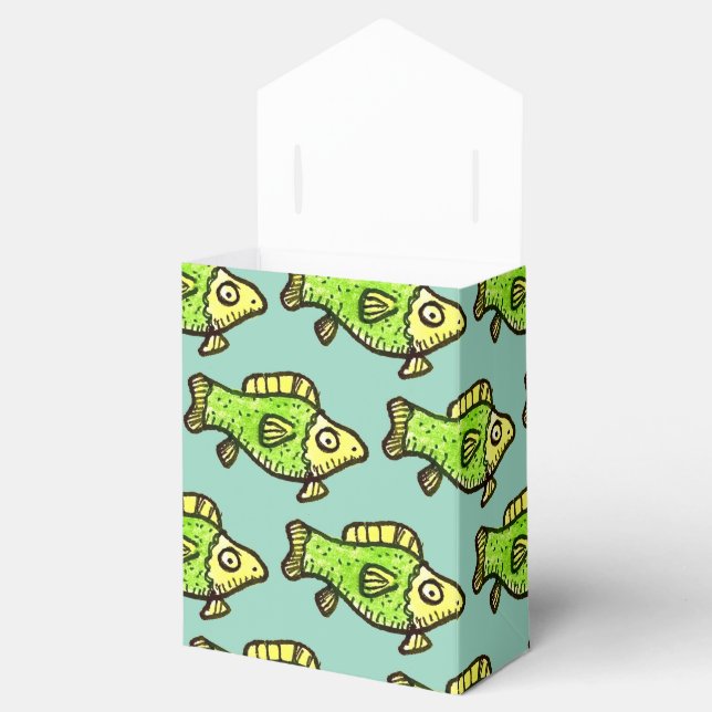 Funny Cartoon Green Fish Drawing Favor Boxes Presentaskar (Öppnad)