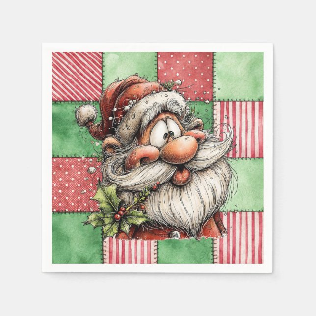 Funny Cartoon Laughing Santa Pappersservett (Framsidan)