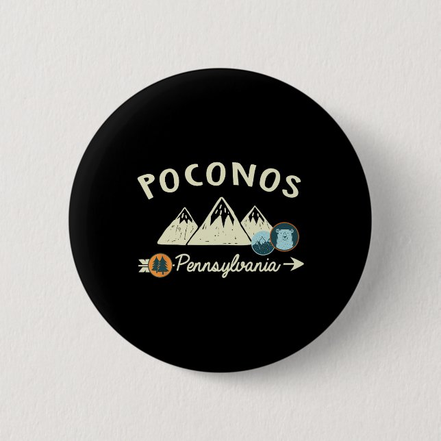 Funny Cartoon Mountain Hiking Patches Poconos Penn Knapp (Framsida)