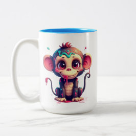 Funny Cartoon Paint Splatter Monkey Mug Två-Tonad Mugg