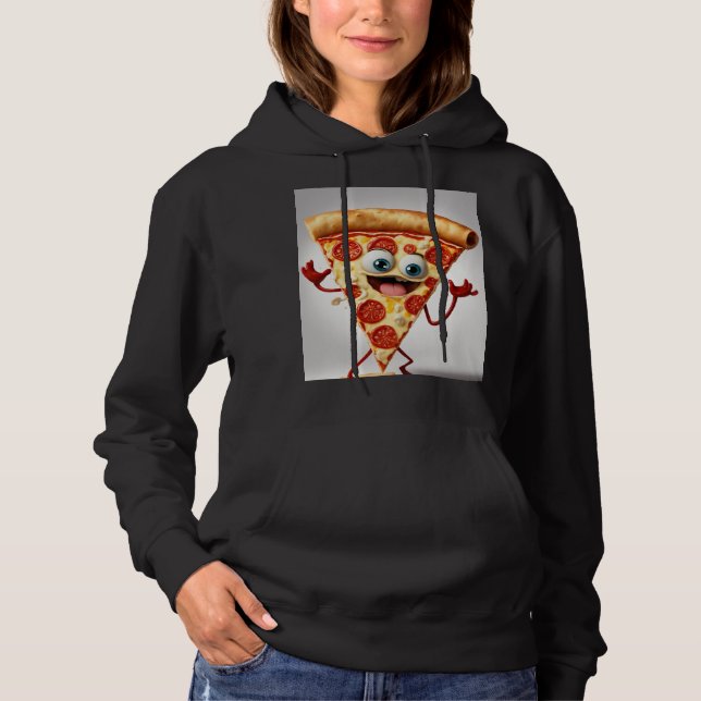 Funny Cartoon Pizza Slice T-Shirt - Cute Anthropom (Framsida)