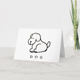 Funny Cartoon Sitting Dog Folded Greeting Card Kort
