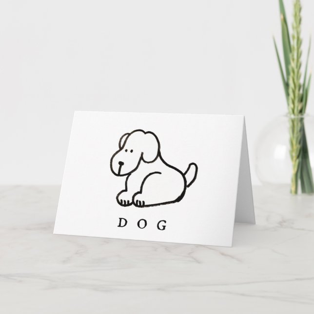 Funny Cartoon Sitting Dog Folded Greeting Card Kort (Framsida)