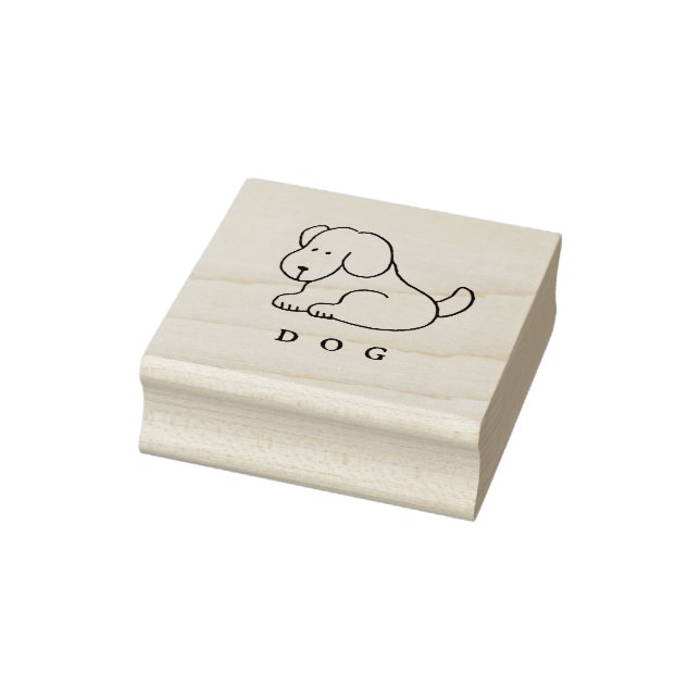Funny Cartoon Sitting Dog Wood Art Stamp Stämpel (Stämpel)