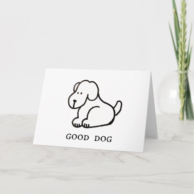Funny Cartoon Sitting Good Dog Greeting Card Kort (Framsida)