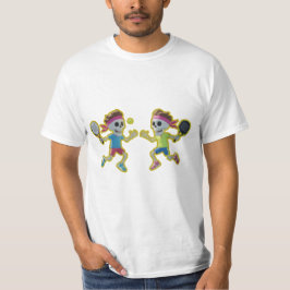 Funny Cartoon Skeletons Playing Padel Tennis – 3D  T Shirt