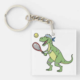  Funny Cartoon T-Rex Playing Tennis Dinosaur