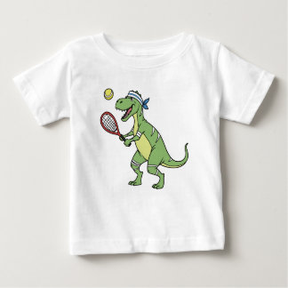  Funny Cartoon T-Rex Playing Tennis Dinosaur T Shirt