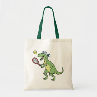  Funny Cartoon T-Rex Playing Tennis Dinosaur Tygkasse