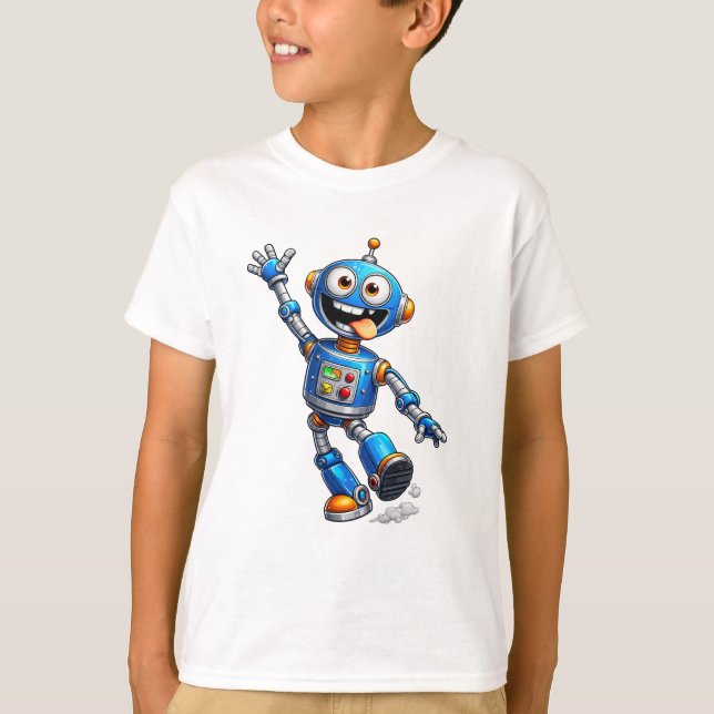 Funny Cartoon Tech Character Design T Shirt (Framsida)