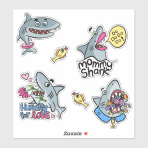 Funny Cartoony Sharks Sticker Pack Klistermärken
