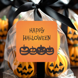 Funny Carved Halloween Pumpkin-kvartetten Fyrkantigt Klistermärke