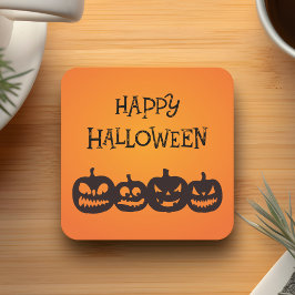 Funny Carved Halloween Pumpkin-kvartetten Underlägg Papper Kvadrat