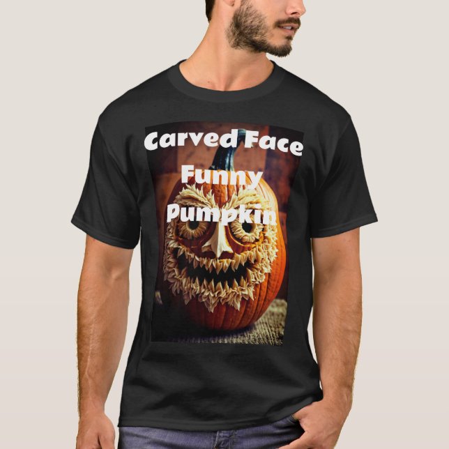 Funny Carved Pumpkin Ansikte Halloween kläder T-sh T Shirt (Framsida)