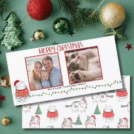 Funny Cat 2 Photo Meowy Christmas Custom  Julkort