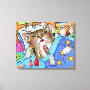 Funny Cat 508 poster med mussmink Canvastryck