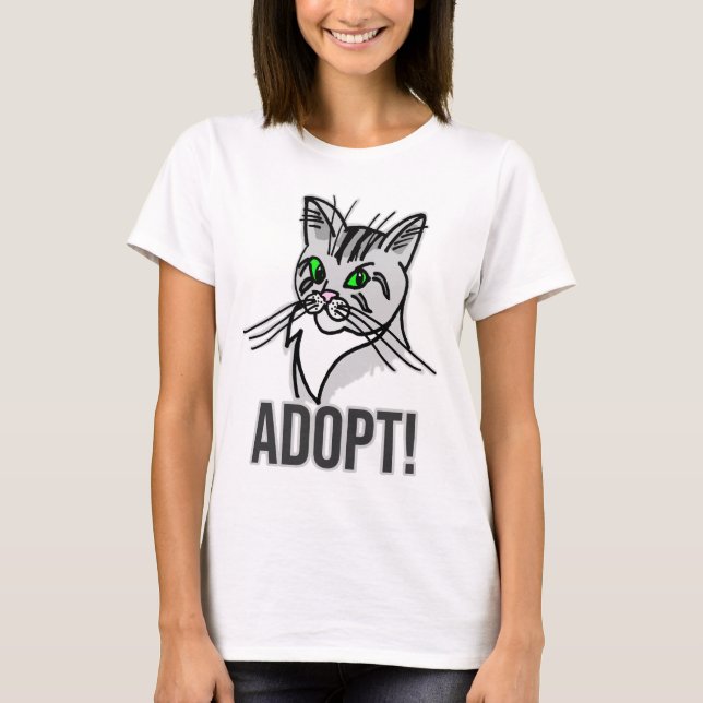 Funny Cat Adopt T Shirt (Framsida)