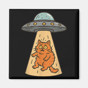 Funny Cat Alien Abduction Ufo Spaceship Kattunge S Magnet
