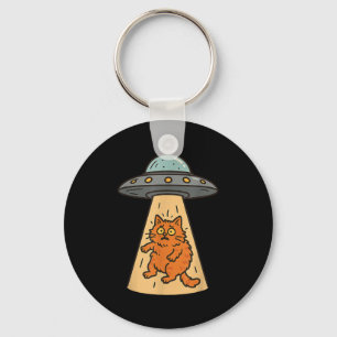 Funny Cat Alien Abduction Ufo Spaceship Kattunge S Nyckelring