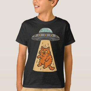 Funny Cat Alien Abduction Ufo Spaceship Kattunge S T Shirt