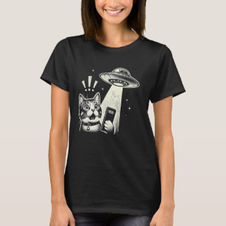Funny Cat Alien UFO Encounter Sci-Fi T Shirt