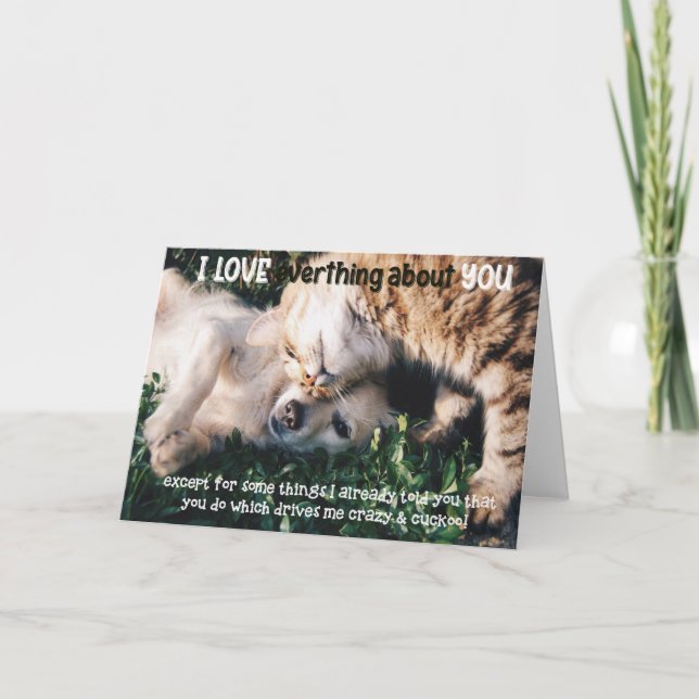 Funny Cat and Dog Birthday Card Kort (Framsida)