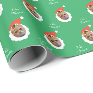 Funny Cat Ansikte God jul Spanskt foto Presentpapper