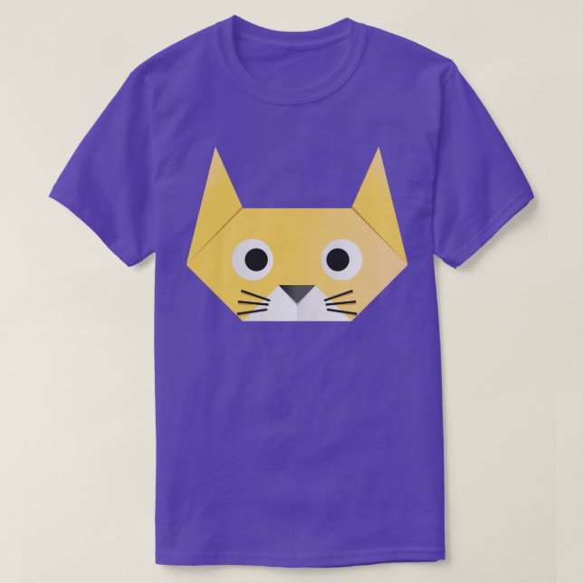 Funny Cat Ansikte Origami Stil T Shirt (Design framsida)