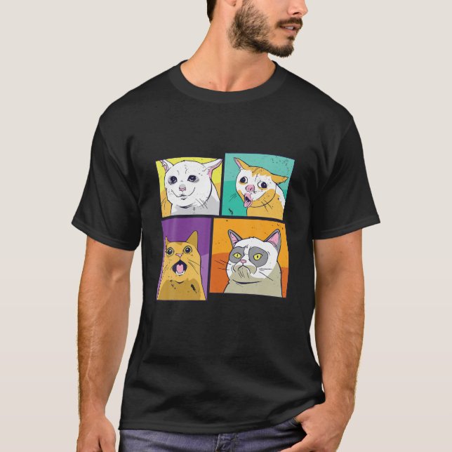 Funny Cat Ansikte T Shirt (Framsida)