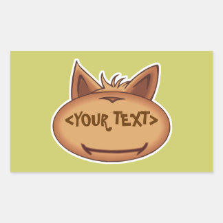 Funny Cat Ansikte,<YOUR TEXT> Rektangulärt Klistermärke