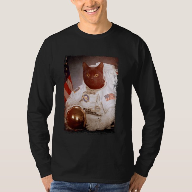 Funny Cat Astronaut Måne Space Uppdrag Animal Astr T Shirt (Framsida)