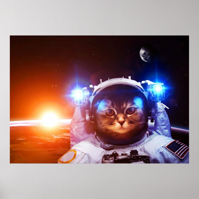 Funny Cat Astronaut Poster (Framsidan)
